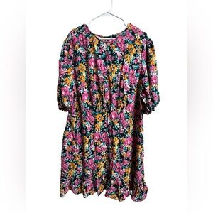 Nobody’s Child Floral Mini Dress UK 24 US 20 V Neck Tiered ECOVERO